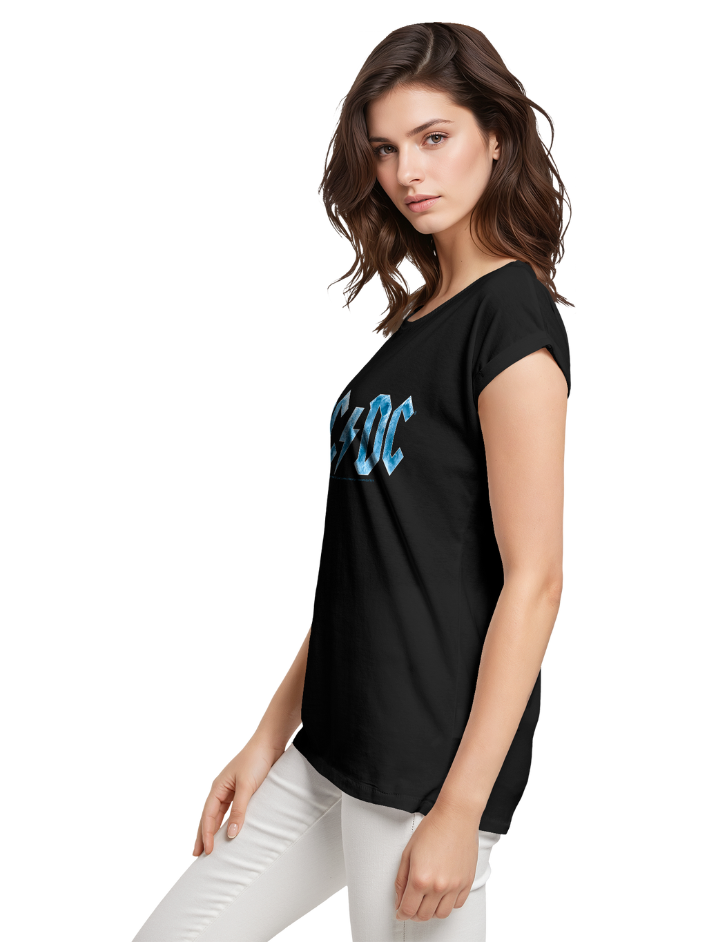 ACDC Blue Ice Logo Mesdames Tee étendu à l'épaule