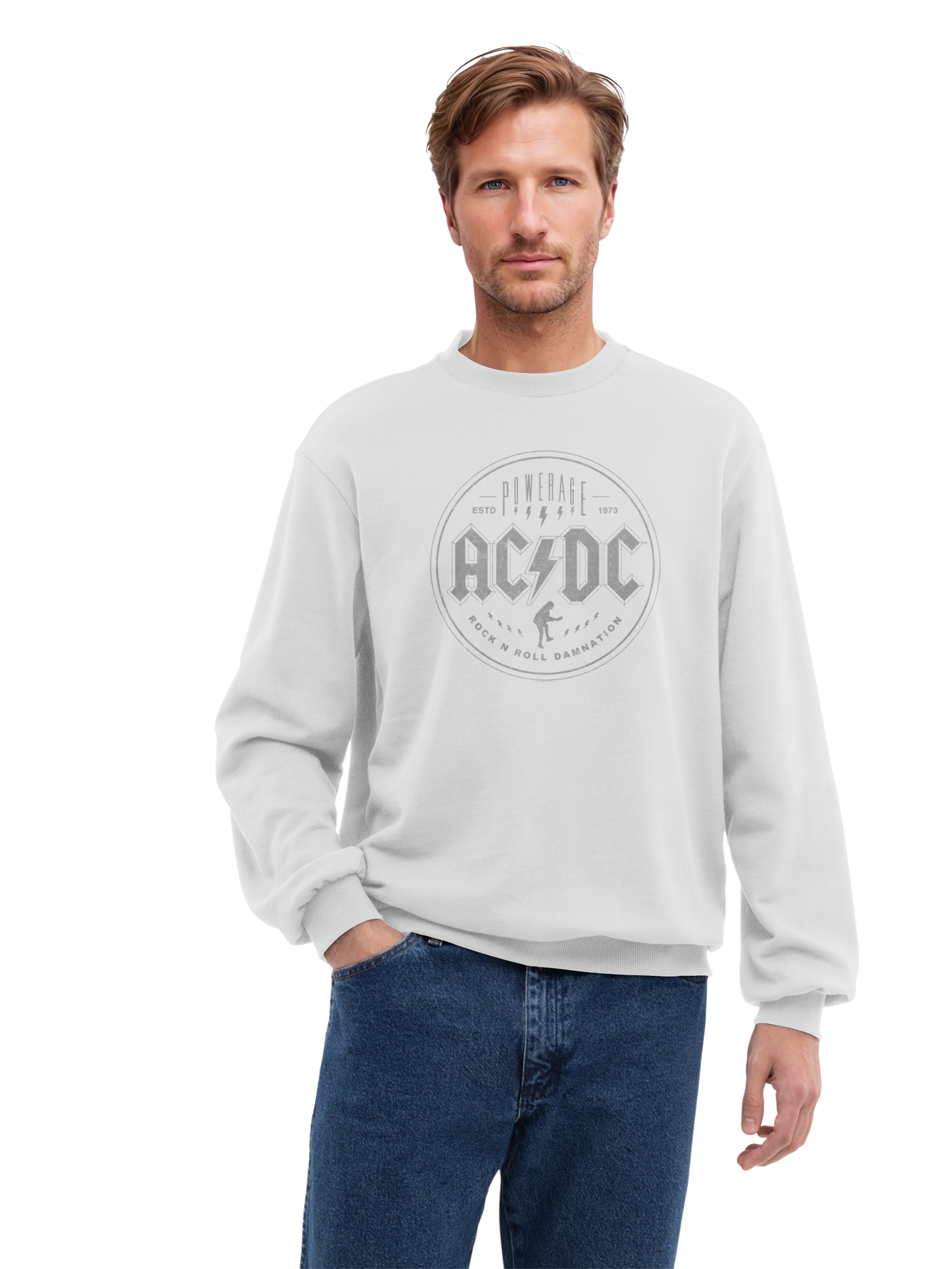 ACDC Rock n Roll Damnation con Blanks verdaderos | Suéter regular para hombres