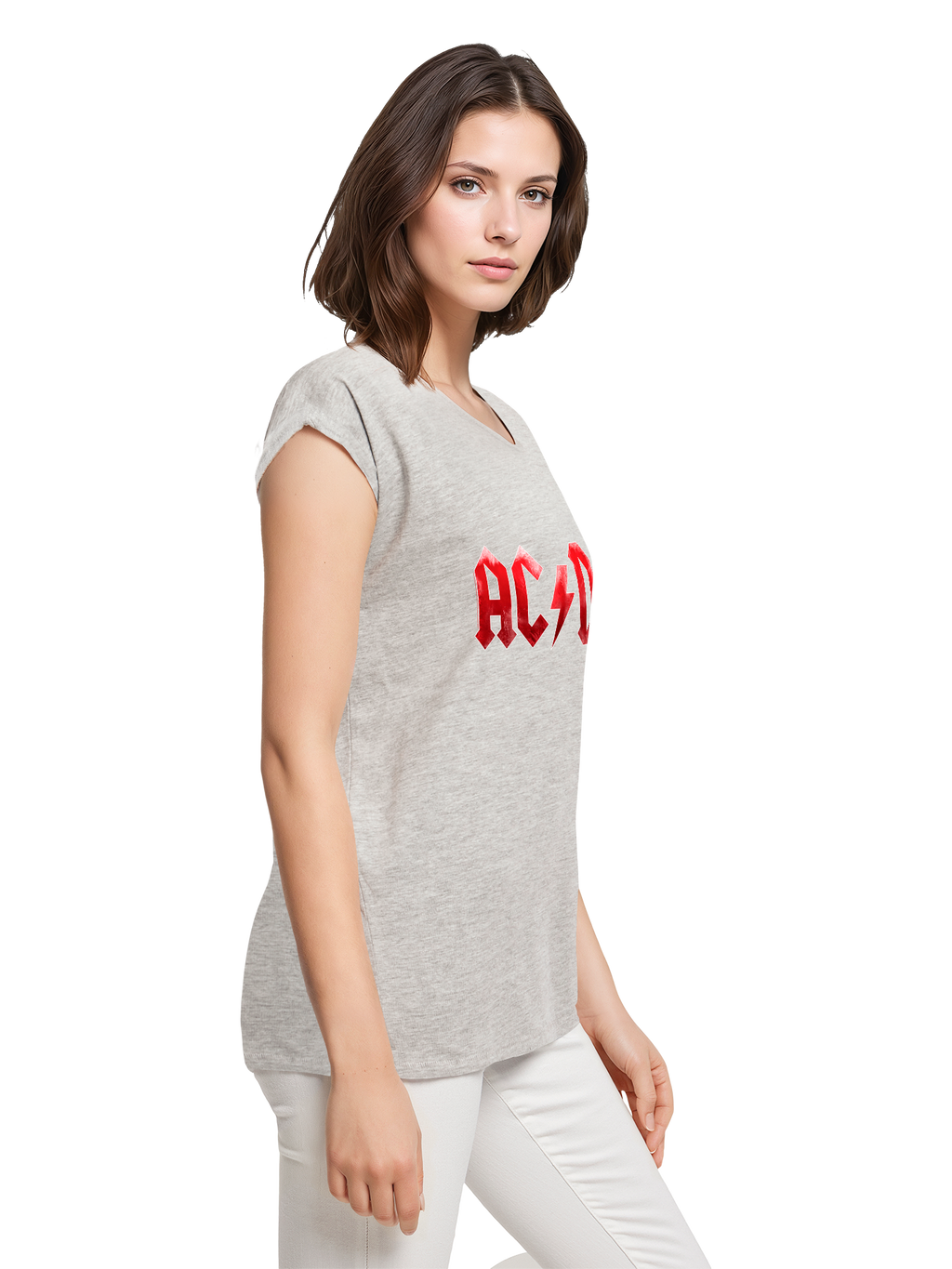 TEE ACDC RED ICE LOGO Damas de hombro extendido