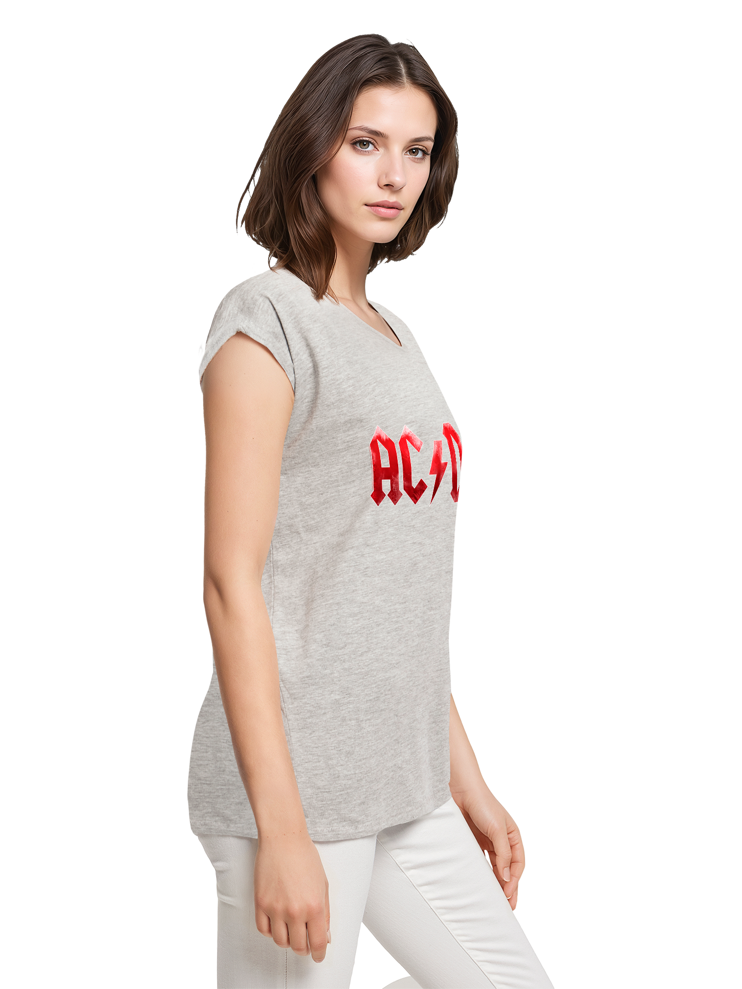 TEE ACDC RED ICE LOGO Damas de hombro extendido