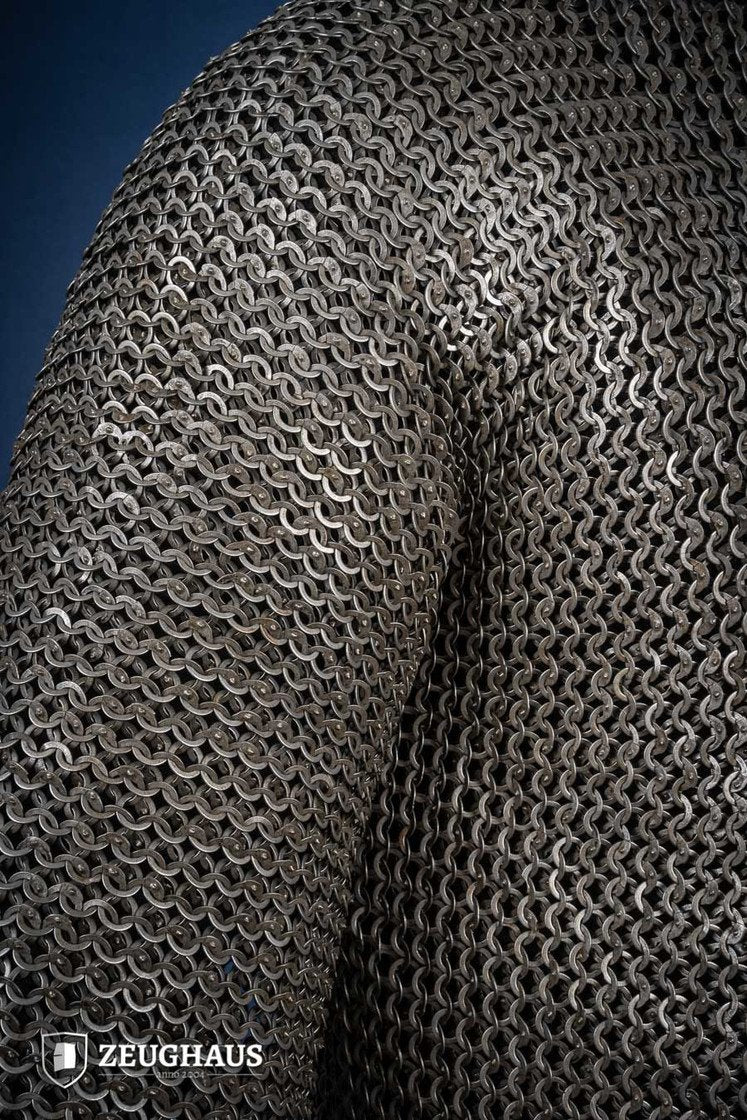 Chainmail Hauberk Flatring Wedge Riveted 9mm Steel Oiled