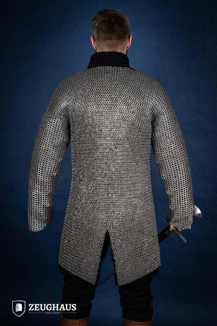 Chainmail Hauberk Flatring Wedge Riveted 9mm Steel Oiled