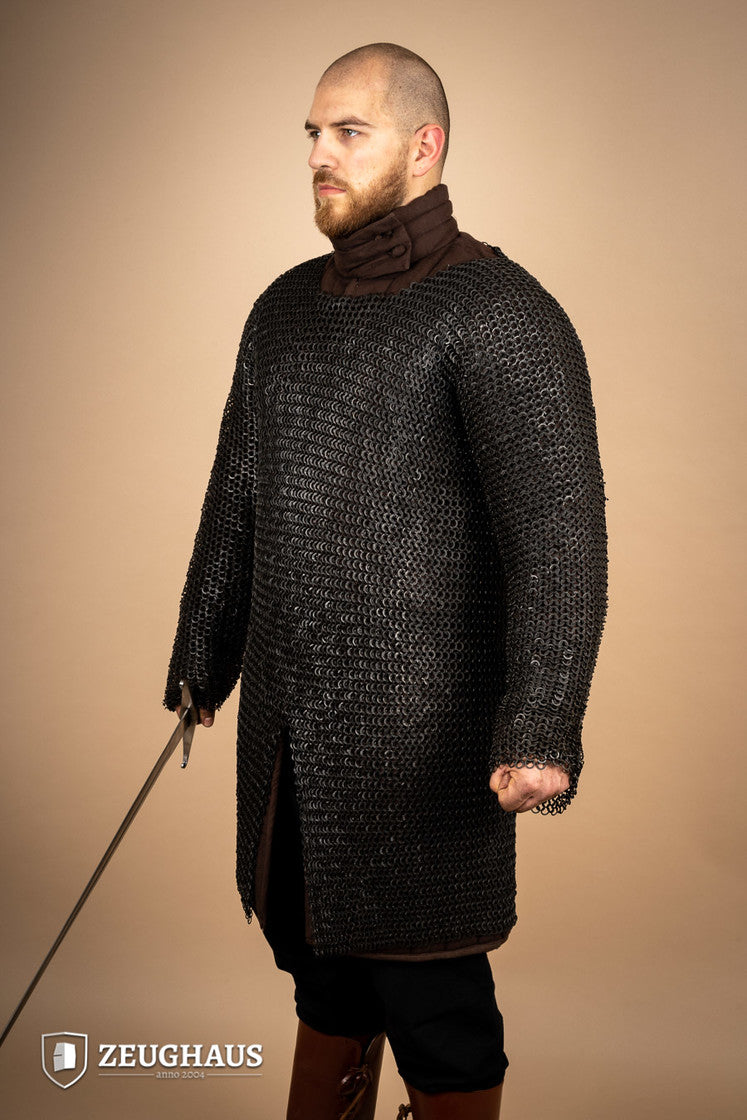 Chainmail Hauberk Flatring Riveted 9mm Burnished