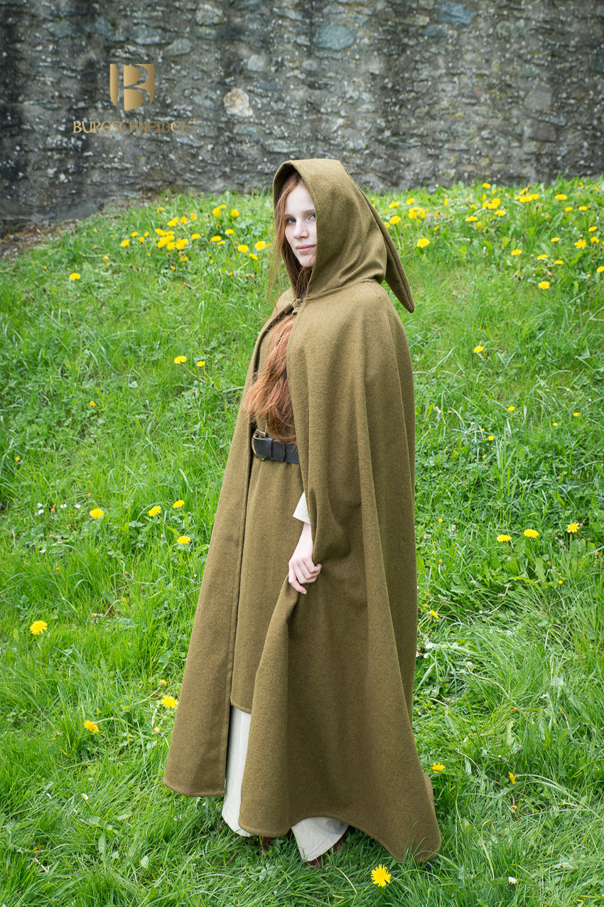 Wool Hooded Cloak Hibernus Autumn Green