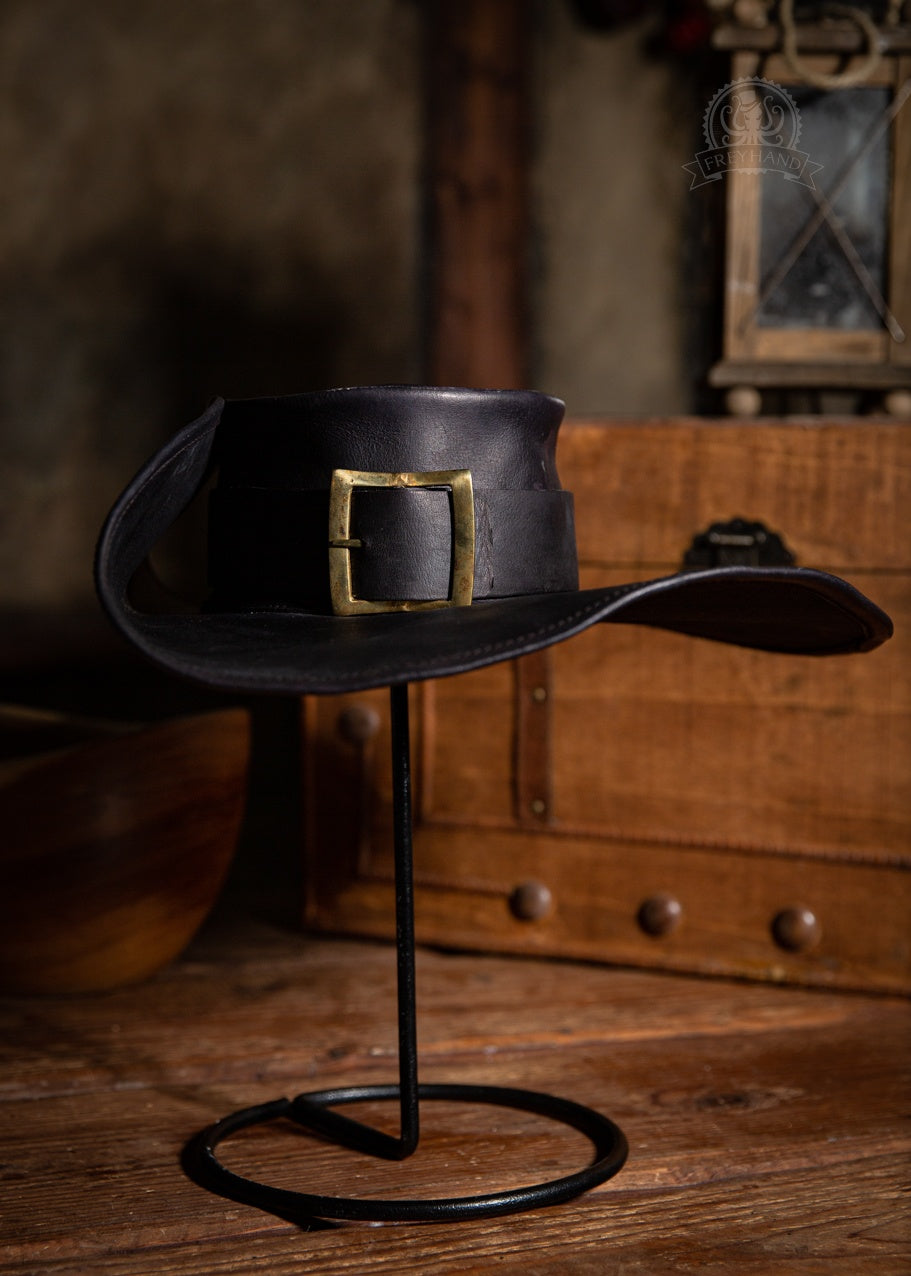 Leather Hat Musketeer Black