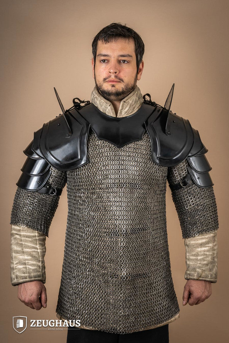 Hombreras de guerrero con rompehojas bruñidas.