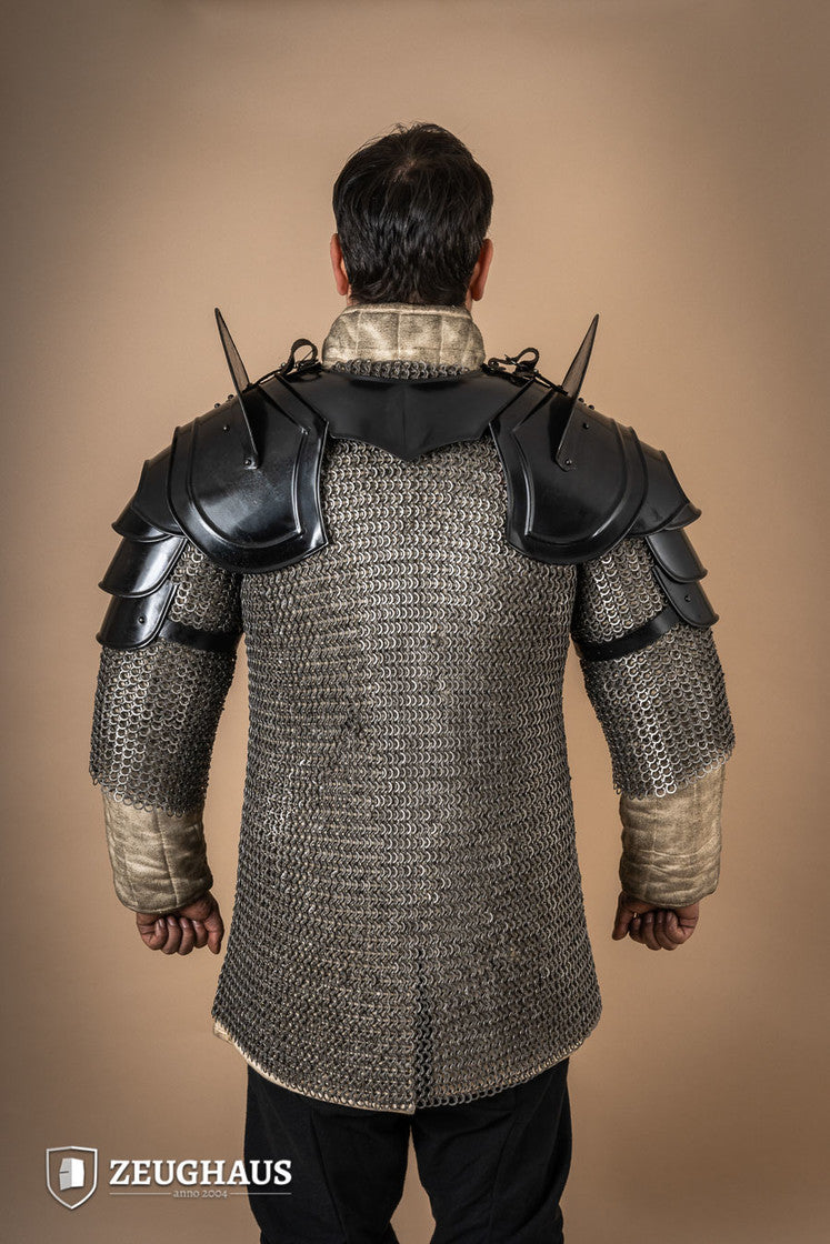 Hombreras de guerrero con rompehojas bruñidas.