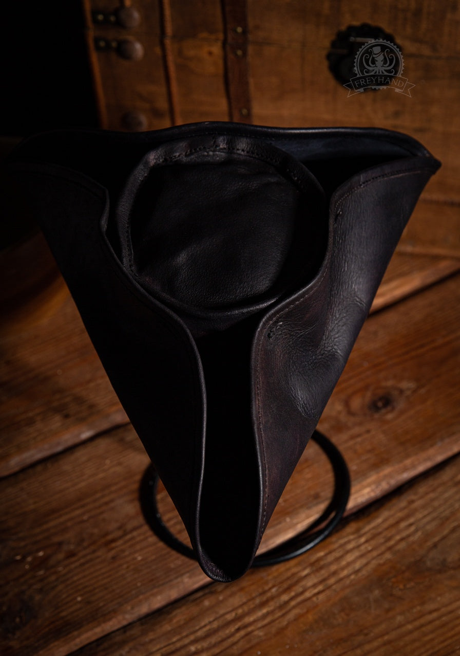 Leather Hat Tricorne Black